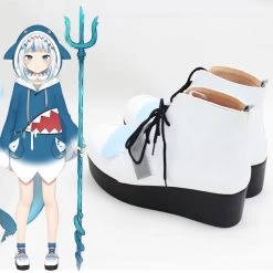 Holdlive Virtual YouTuber Gawr Gura White Cosplay Shoes -Cosplay Shop HoldliveVirtualYouTuberGawrGuraWhiteCosplayShoes 3
