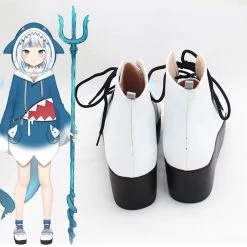 Holdlive Virtual YouTuber Gawr Gura White Cosplay Shoes -Cosplay Shop HoldliveVirtualYouTuberGawrGuraWhiteCosplayShoes 4