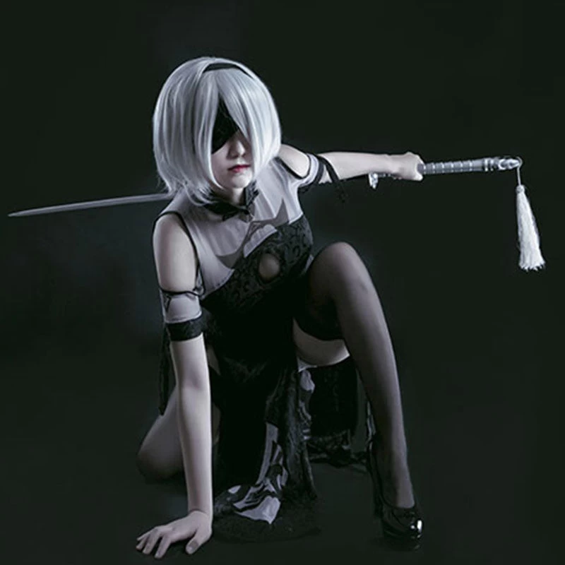 NieR: Automata 2B YoRHa No.2 Type B Cheongsam Halloween Cosplay Costume 4 NieR: Automata 2B YoRHa No.2 Type B Cheongsam Halloween Cosplay Costume - Image 2
