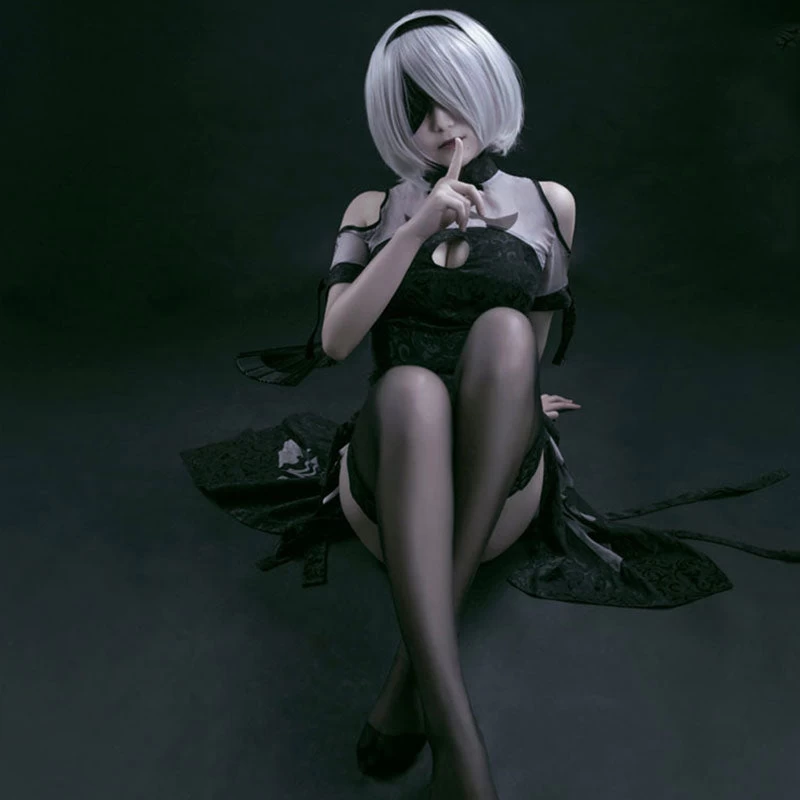 NieR: Automata 2B YoRHa No.2 Type B Cheongsam Halloween Cosplay Costume 5 NieR: Automata 2B YoRHa No.2 Type B Cheongsam Halloween Cosplay Costume - Image 3