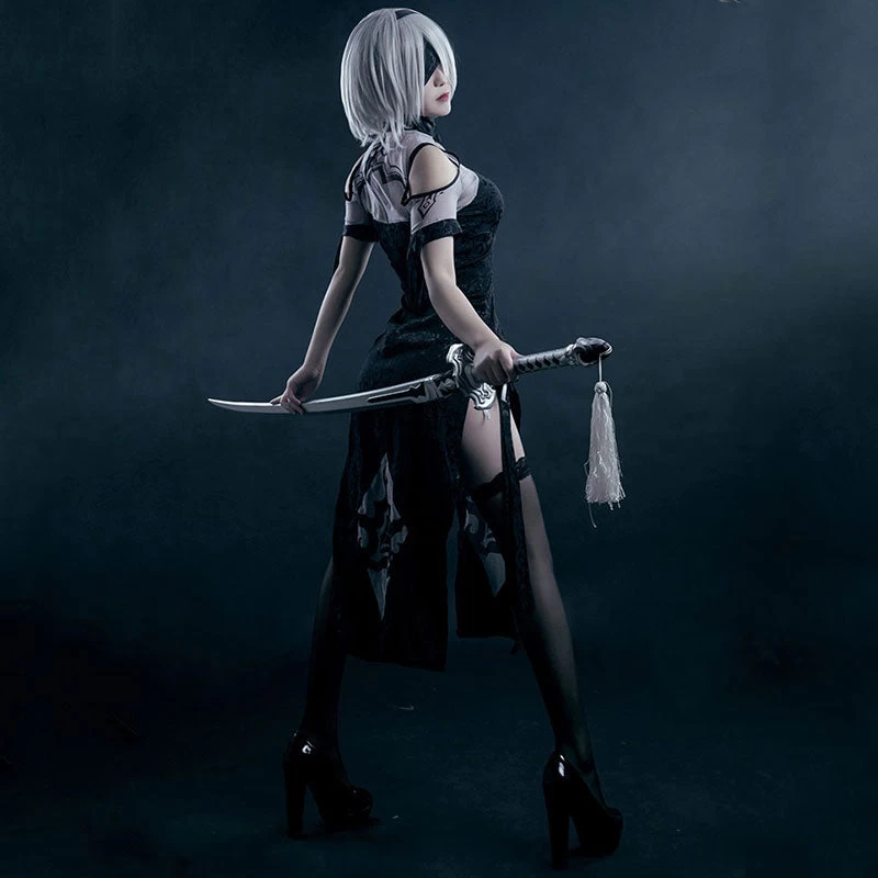 NieR: Automata 2B YoRHa No.2 Type B Cheongsam Halloween Cosplay Costume 7 NieR: Automata 2B YoRHa No.2 Type B Cheongsam Halloween Cosplay Costume - Image 5