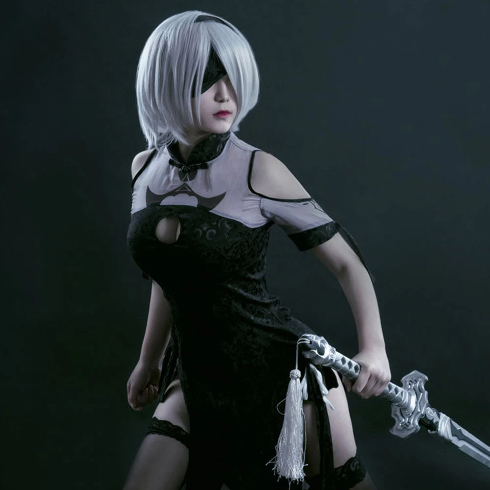NieR: Automata 2B YoRHa No.2 Type B Cheongsam Halloween Cosplay Costume 3 NieR: Automata 2B YoRHa No.2 Type B Cheongsam Halloween Cosplay Costume