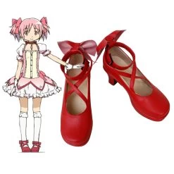 Puella Magi Madoka Magica Kaname Madoka Red Cosplay Shoes -Cosplay Shop PuellaMagiMadokaMagicaKanameMadokaRedCosplayShoes 2