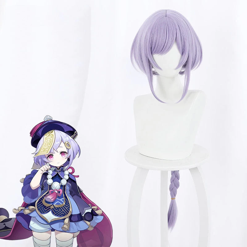 Qiqi From Genshin Impact Halloween Purple Cosplay Wig 3 Qiqi From Genshin Impact Halloween Purple Cosplay Wig