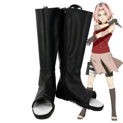 Sakura Haruno From Naruto Halloween Black Shoes Cosplay Boots
