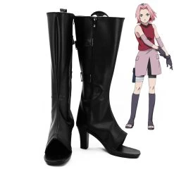 Sakura Haruno From Naruto Halloween Black Shoes Cosplay Boots - B Edition