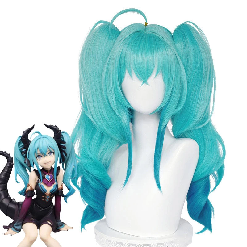 Vocaloid Little Devil Hatsune Miku Halloween Blue Green Cosplay Wig 3 Vocaloid Little Devil Hatsune Miku Halloween Blue Green Cosplay Wig