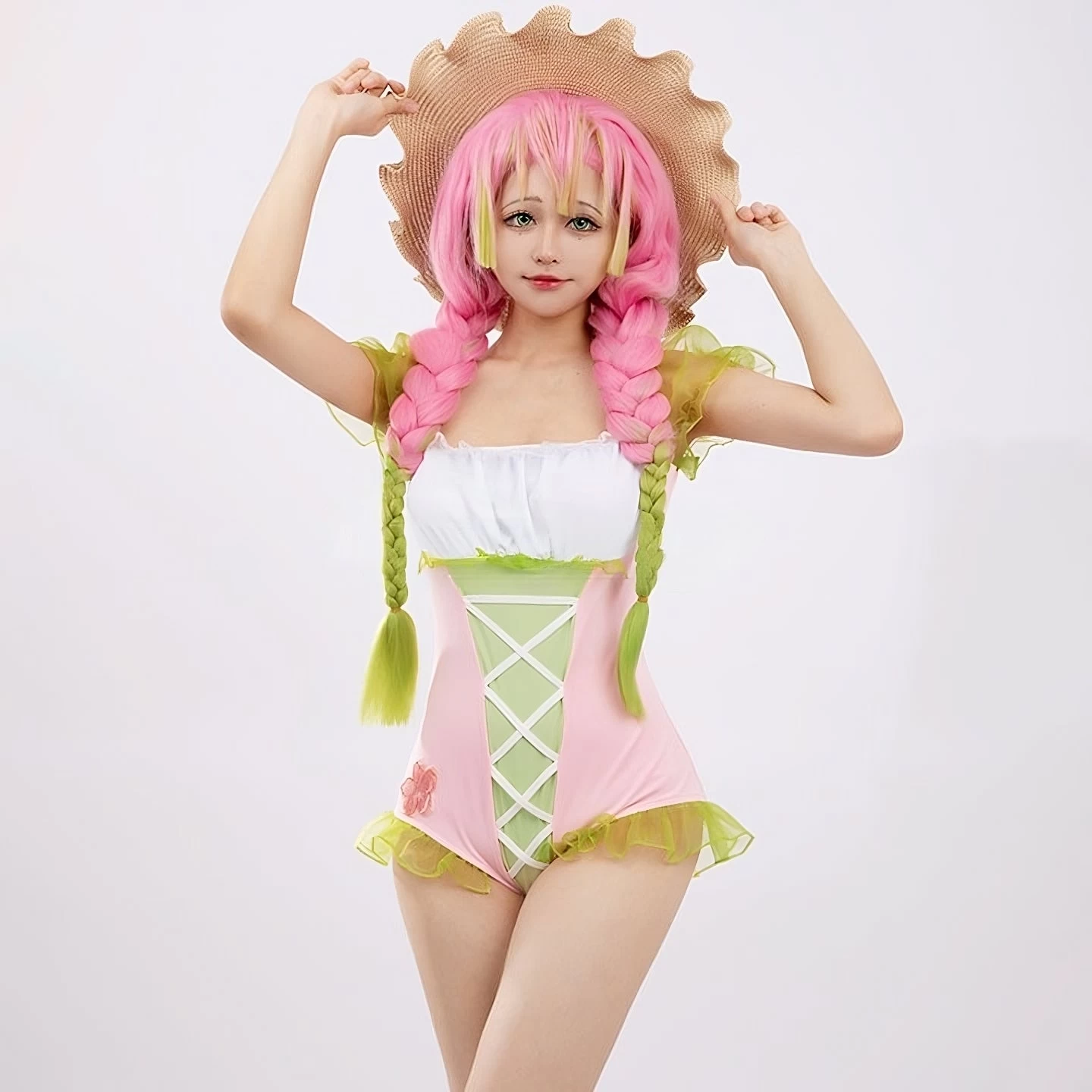 Demon Slayer Kimetsu No Yaiba Kanroji Mitsuri Swimsuit Bikini Original Cosplay Costume 3 Demon Slayer Kimetsu No Yaiba Kanroji Mitsuri Swimsuit Bikini Original Cosplay Costume